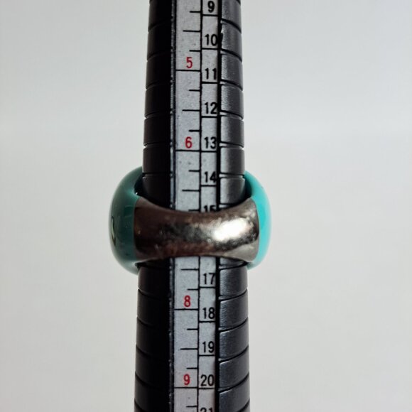 Angelique de Paris Sterling Silver Cubic Zirconia Resin Blue Square Ring Size 7 - Picture 11 of 13